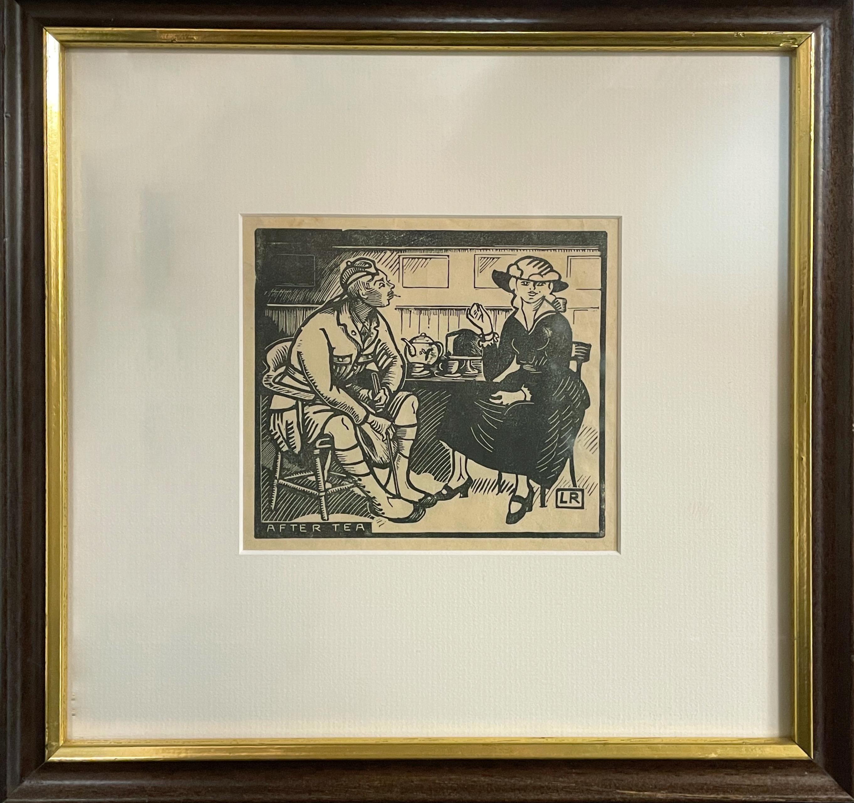 After Tea by Ludovic-Rodo Pissarro - Wood engraving For Sale 1