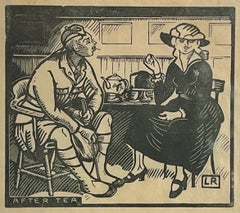 After Tea by Ludovic-Rodo Pissarro - Wood engraving