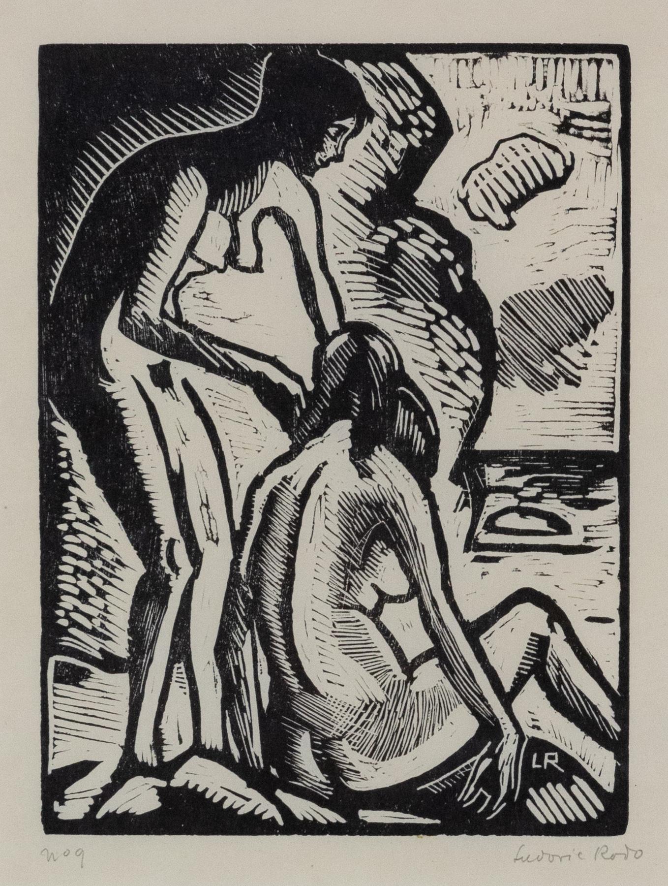 *UK BUYERS WILL PAY AN ADDITIONAL 20% VAT ON TOP OF THE ABOVE PRICE

Bathers by Ludovic-Rodo Pissarro (1878-1952)
Wood engraving
15.1 x 11.3 cm (6 x 4¹/₂ inches)
Initialled on the plate, signed lower right, Ludovic Rodo and numbered lower left,
