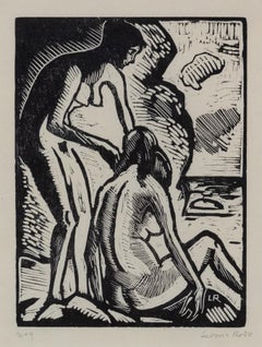 Bathers, Wood Engraving by Ludovic-Rodo Pissarro