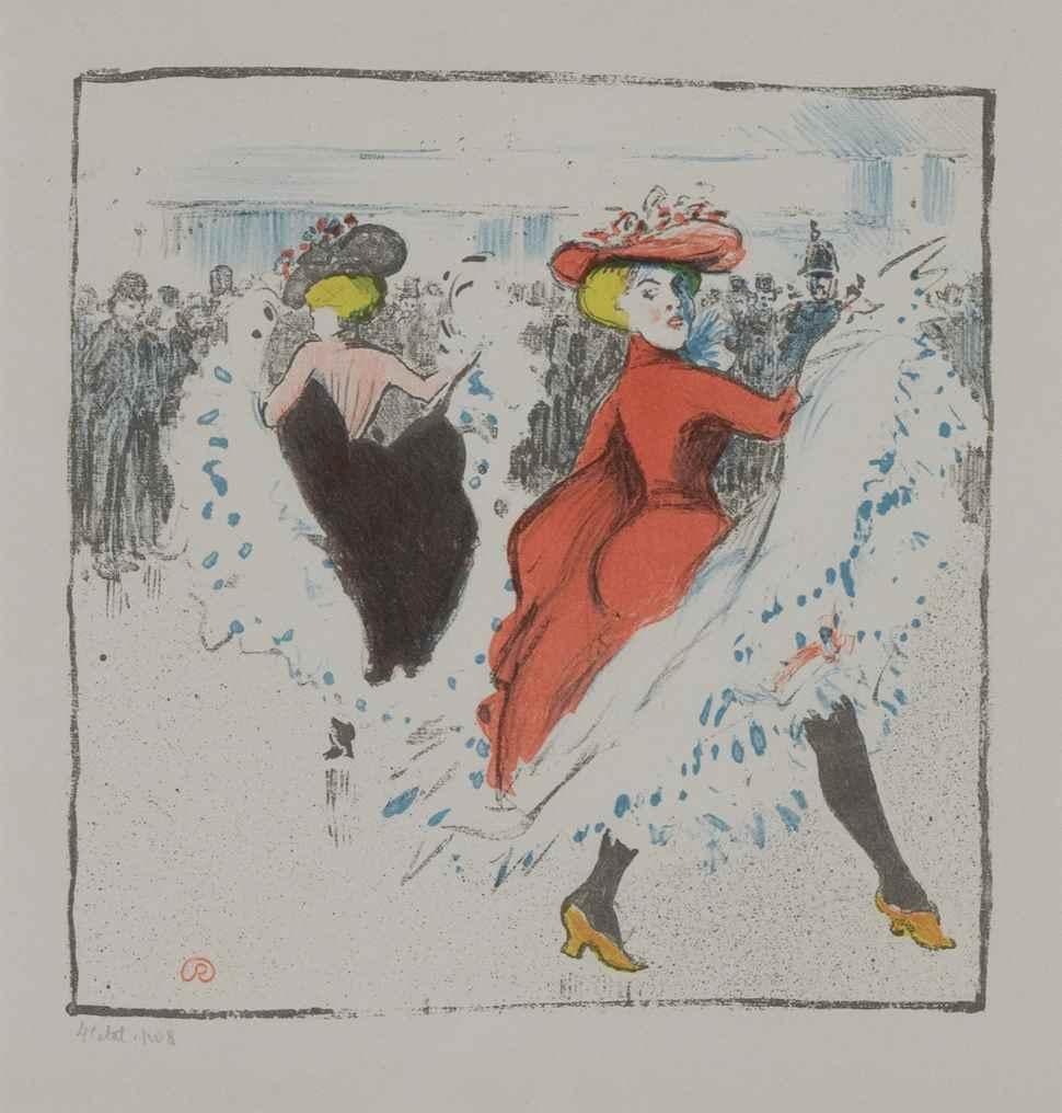 Le Can Can by Ludovic-Rodo Pissarro (1878 - 1952)
Lithograph
21.8 x 26.8 cm (8 ⁵/₈ x 10 ¹/₂ inches)
Studio stamped and inscribed 4th state number 8

Artist's Biography
Ludovic-Rodolphe Pissarro, born in Paris in 1878, was Camille Pissarro’s fourth
