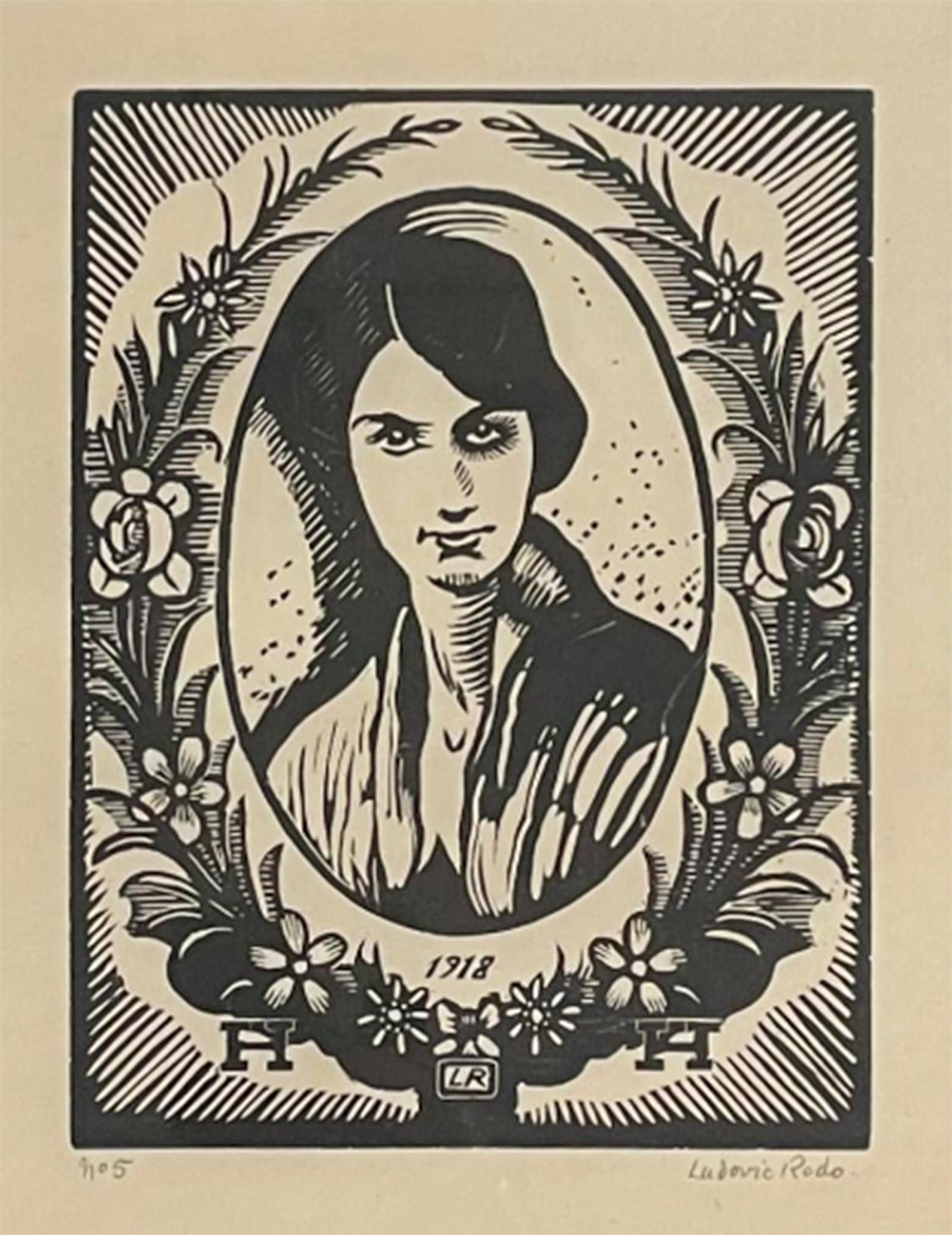 Oval Portrait by Ludovic-Rodo Pissarro (1878 - 1952)
Woodcut
15.1 x 11.3 cm (6 x 4¹/₂ inches)
Initialled, inscribed and dated 1918 in the plate
Signed lower right, Ludovic Rodo and numbered lower left, 5

Biography
Ludovic-Rodolphe Pissarro, born in