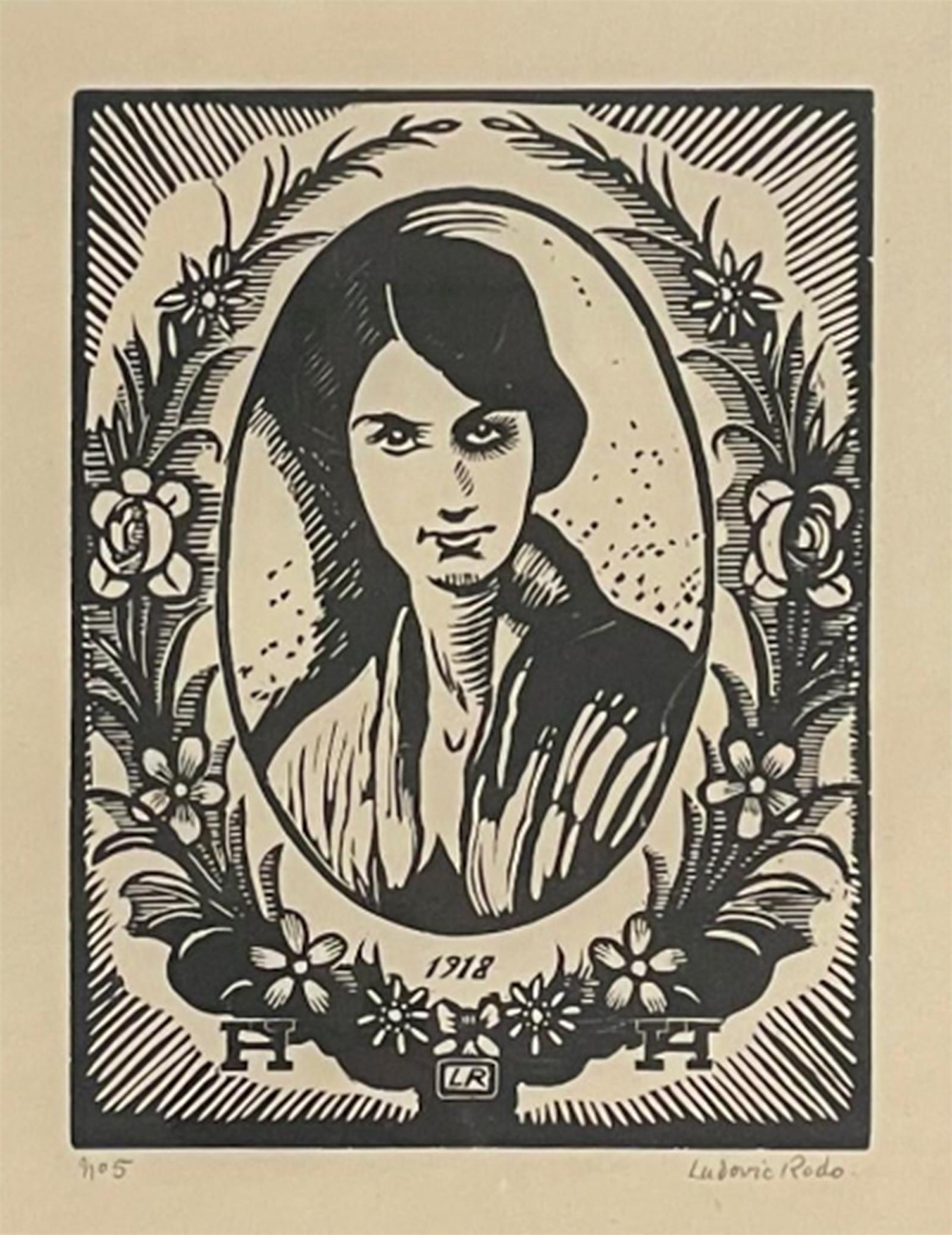Ritratto ovale di Ludovic-Rodo Pissarro (1878 - 1952)
Taglio in legno
15,1 x 11,3 cm (6 x 4¹/₂ pollici)
Siglata, iscritta e datata 1918 nella lastra
Firmato in basso a destra, Ludovic Rodo e numerato in basso a sinistra,