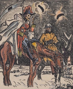 La Faucheuse par Ludovic-Rodo Pissarro - Gravure sur bois en couleur