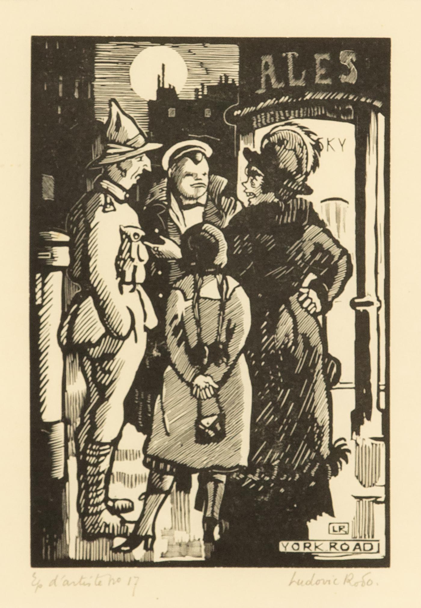 York Road by Ludovic-Rodo Pissarro (1878-1952)
Wood engraving
13.2 x 9 cm (5 ¹/₄ x 3 ¹/₂ inches)
Initialed and titled in the plate, signed lower right, Ludovic Rodo and numbered lower left, 17
Executed circa 1918

Exhibition: London, Stern Pissarro