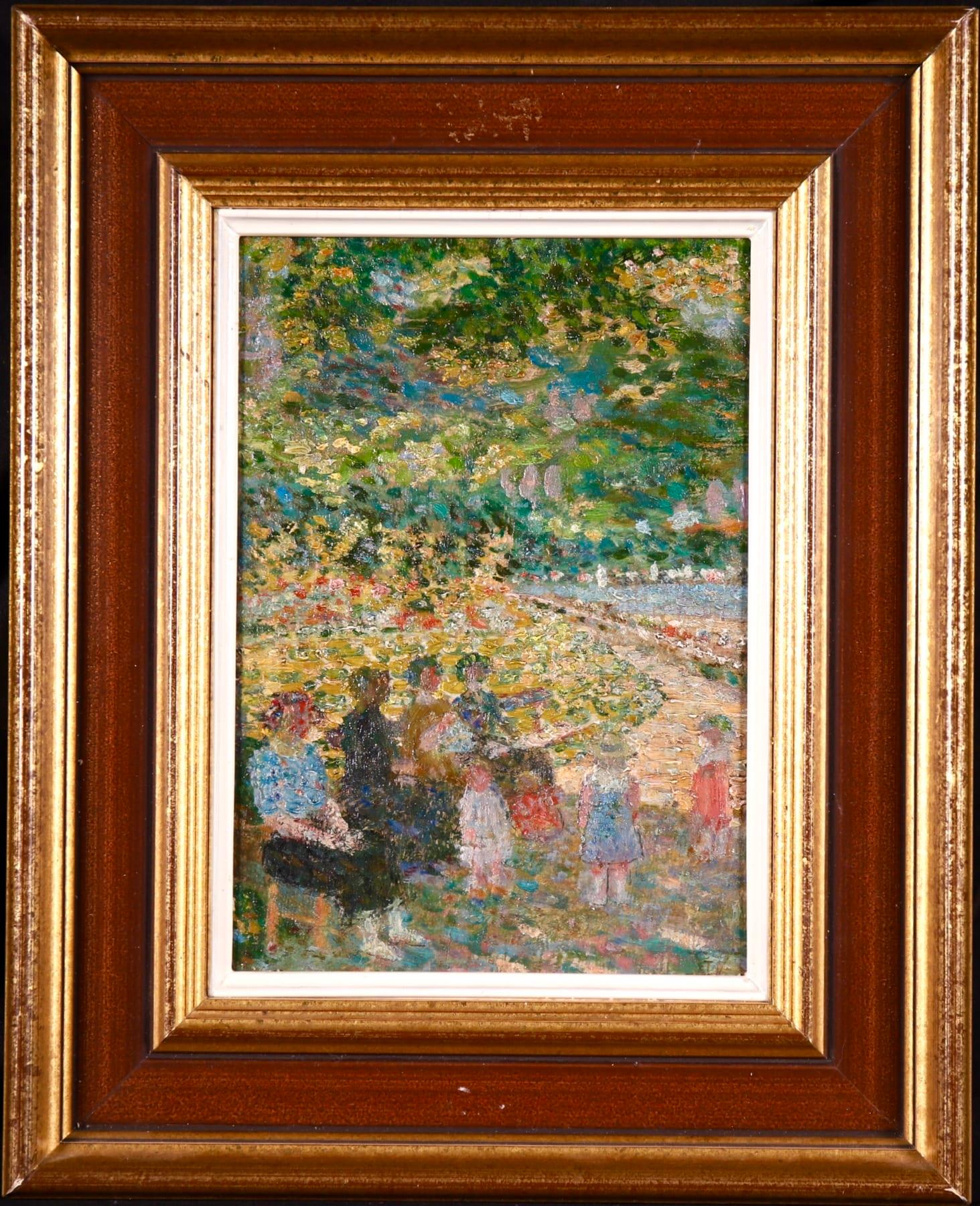 Mothers & Children - Impressionist Oil, Figures in Landscape by Ludovic Vallee - Painting by Ludovic Vallée