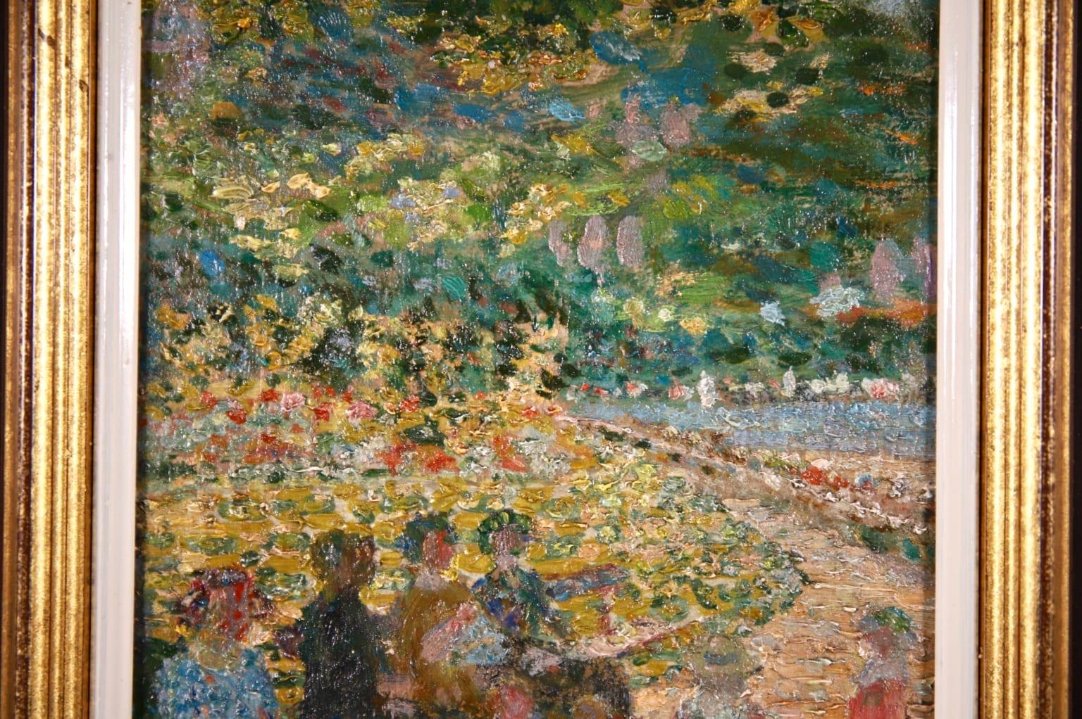 Mothers & Children - Impressionist Oil, Figures in Landscape by Ludovic Vallee - Pointillist Painting by Ludovic Vallée