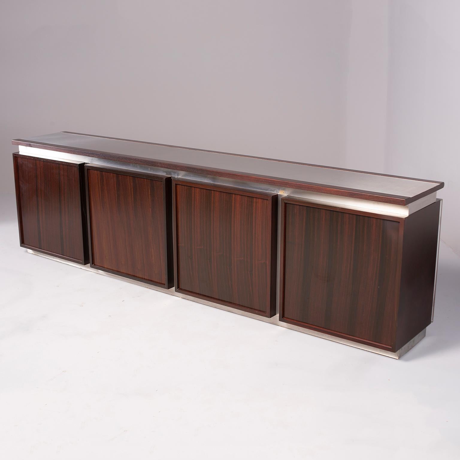 Ludovico Acerbis Midcentury Rosewood and Stainless Steel Sideboard 6