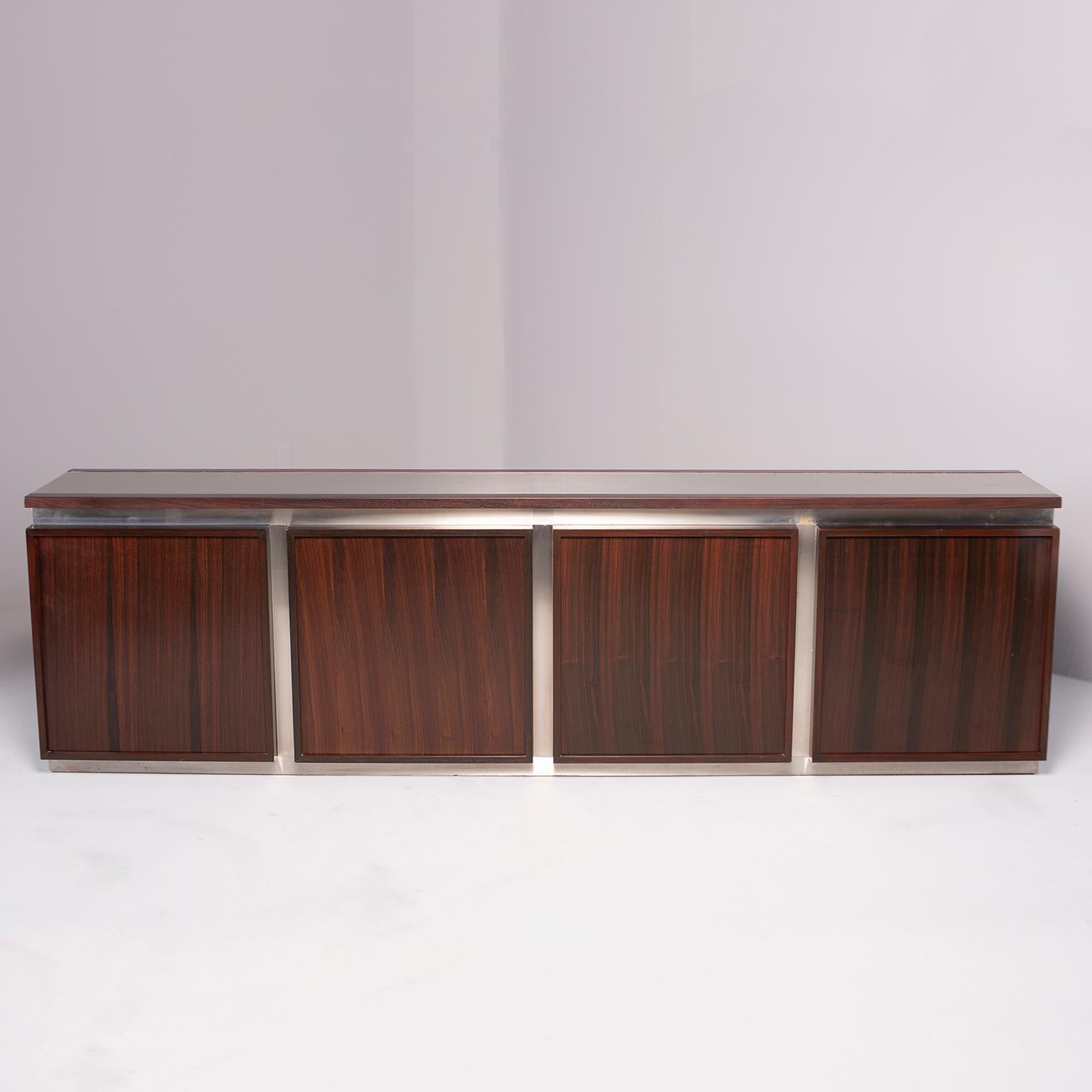 Mid-Century Modern Ludovico Acerbis Midcentury Rosewood and Stainless Steel Sideboard