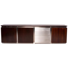 Ludovico Acerbis Midcentury Rosewood and Stainless Steel Sideboard