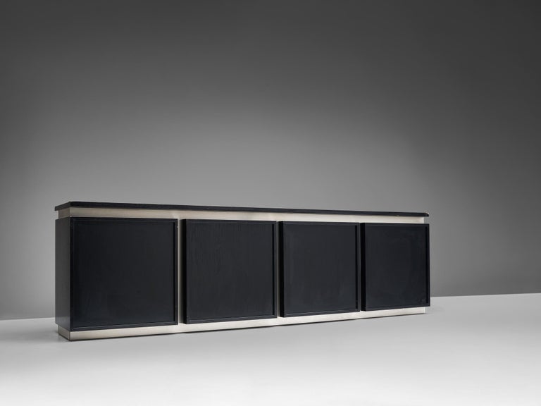 Mid-20th Century Ludovico Acerbis Sideboard in Stained Oak and Aluminium For Sale