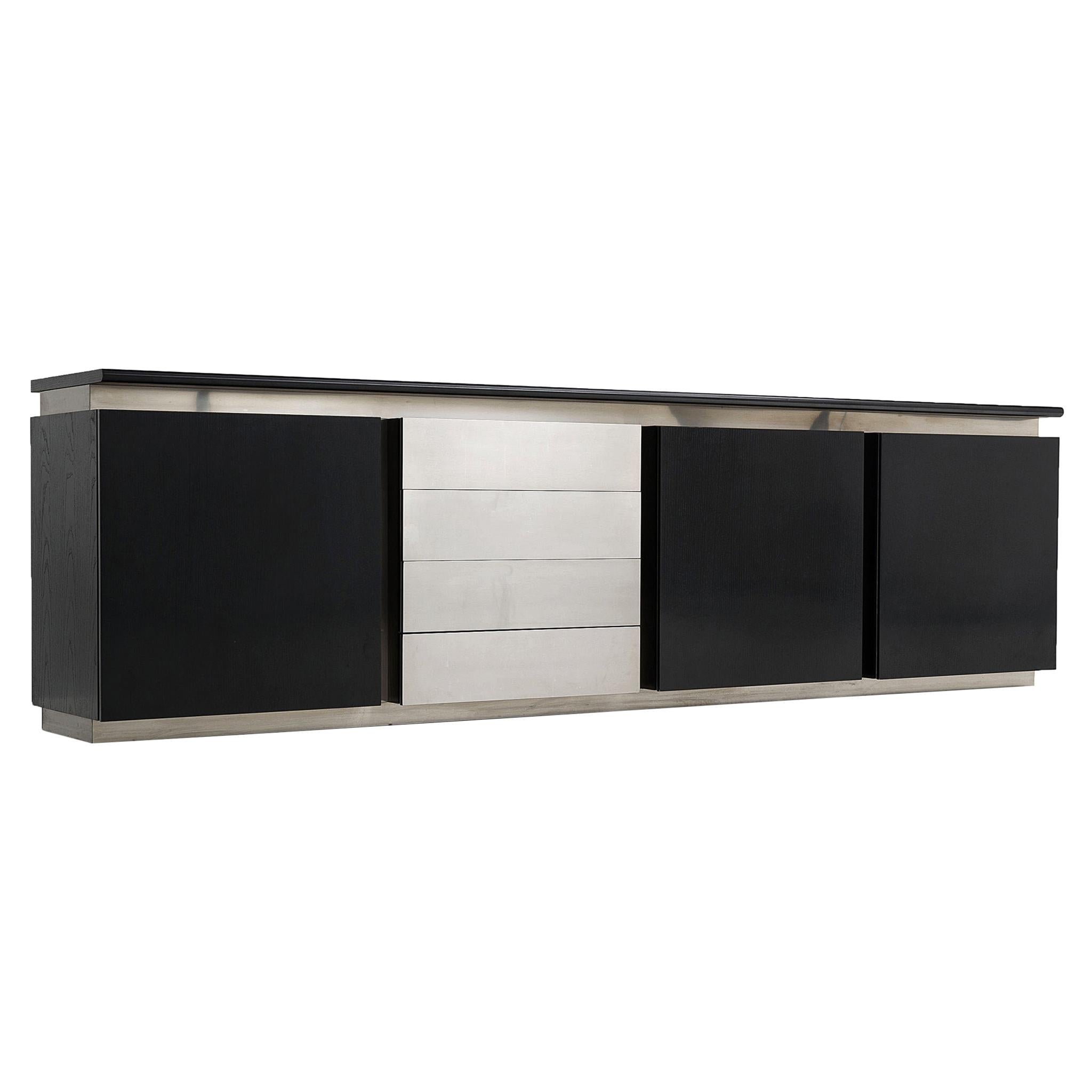 Ludovico Acerbis Sideboard in Stained Oak and Aluminium