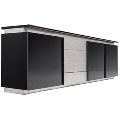 Ludovico Acerbis Sideboard in Stained Oak and Aluminium