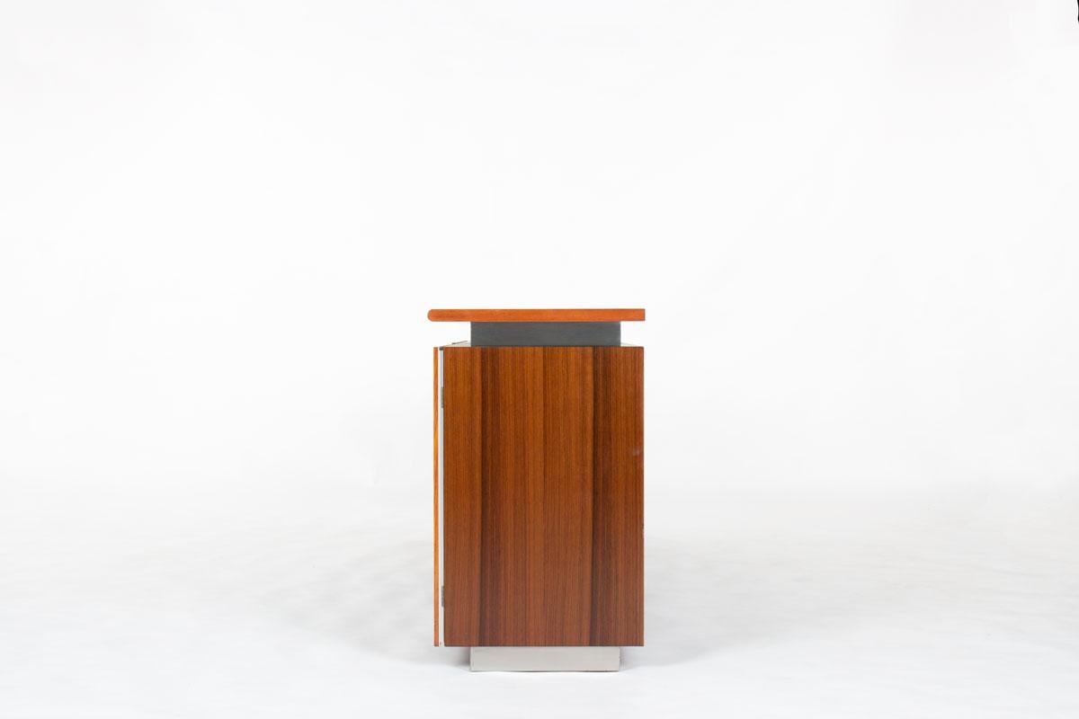 italien Buffet Ludovico Acerbis en acier inoxydable et bois de rose, Italie, années 1970 en vente