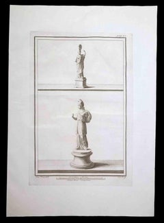 Antique Athena Goddess, Ancient Roman Statue - Etching on Paper - 18th Century