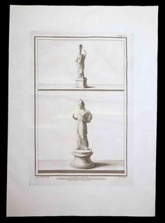 Déesse d'Athènes, statue romaine ancienne - eau-forte sur papier - 18ème siècle