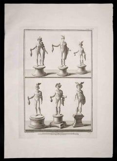 Hermes, Ancient Roman Statue - Original Etching on Paper - 18th Century