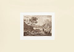 Landschaft von Liber Veritatis – B/W-Radierung nach Claude Lorrain – 1815