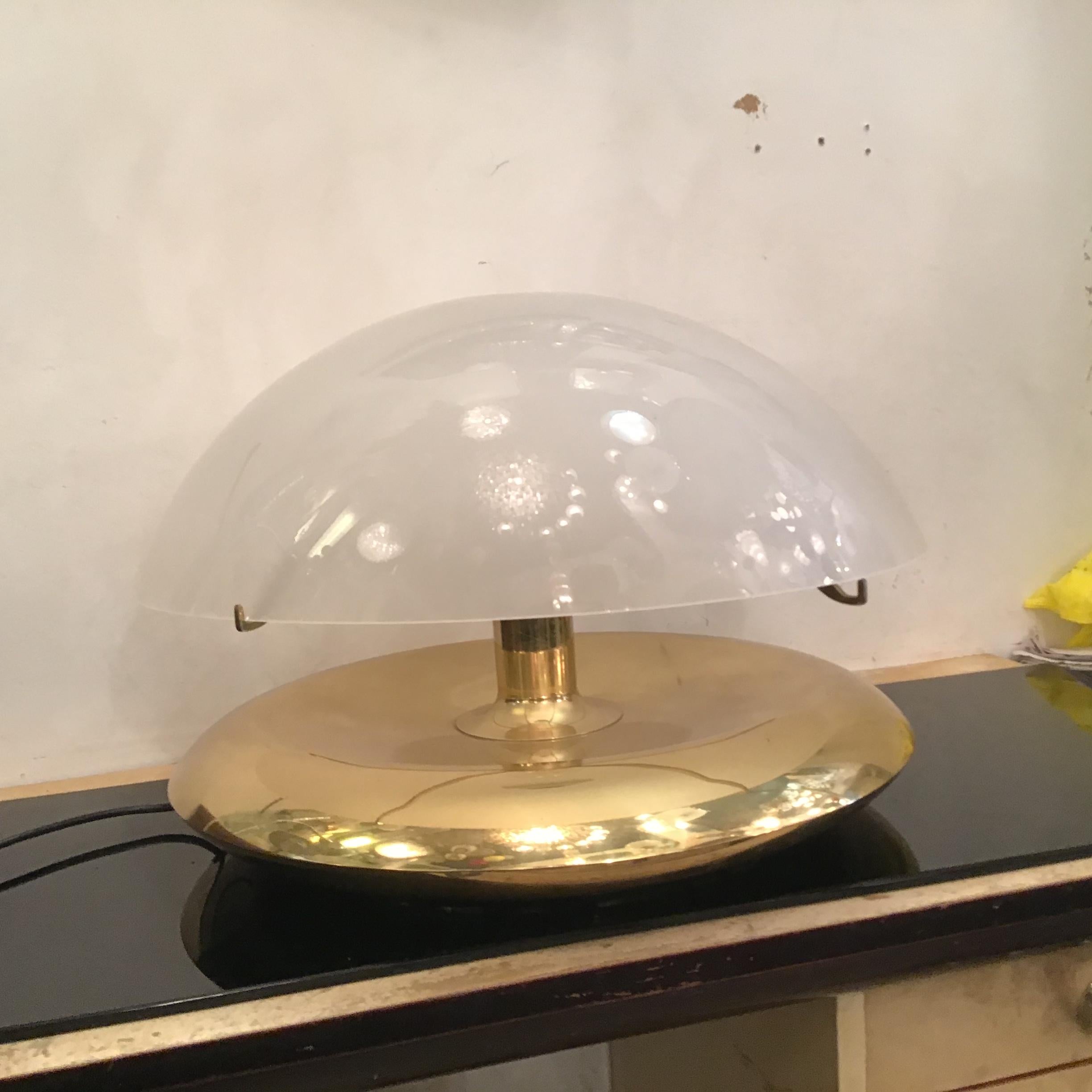 Italian Ludovico Diaz De Santilana “ Medusa” Table Lamp Brass Glass 1960 Italy  For Sale