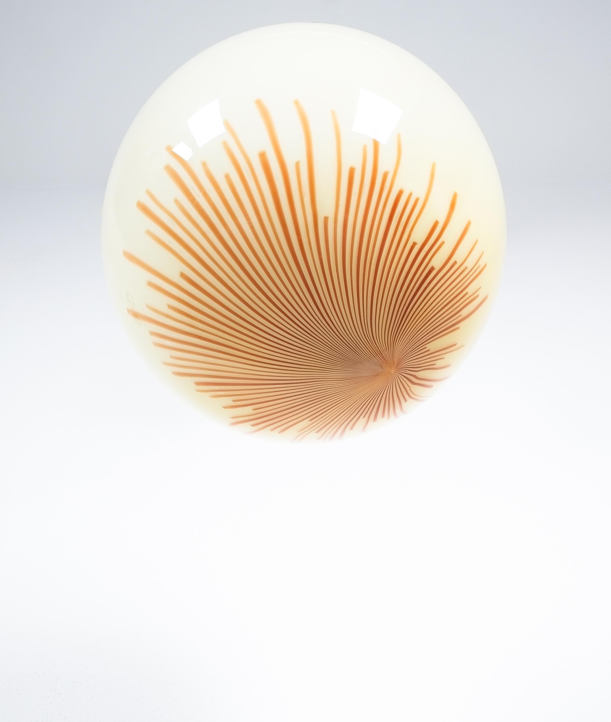 Painted Ludovico Diaz de Santillana Glass Ball Pendant Lamp Anemone, Italy