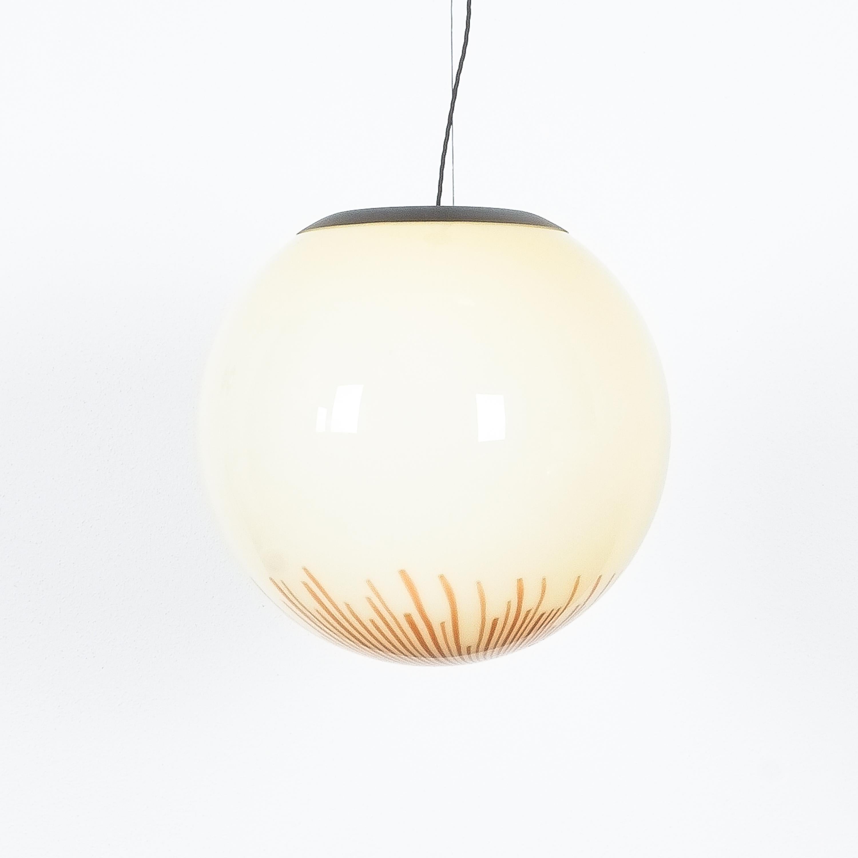 Brass Ludovico Diaz de Santillana Glass Ball Pendant Lamp Anemone, Italy