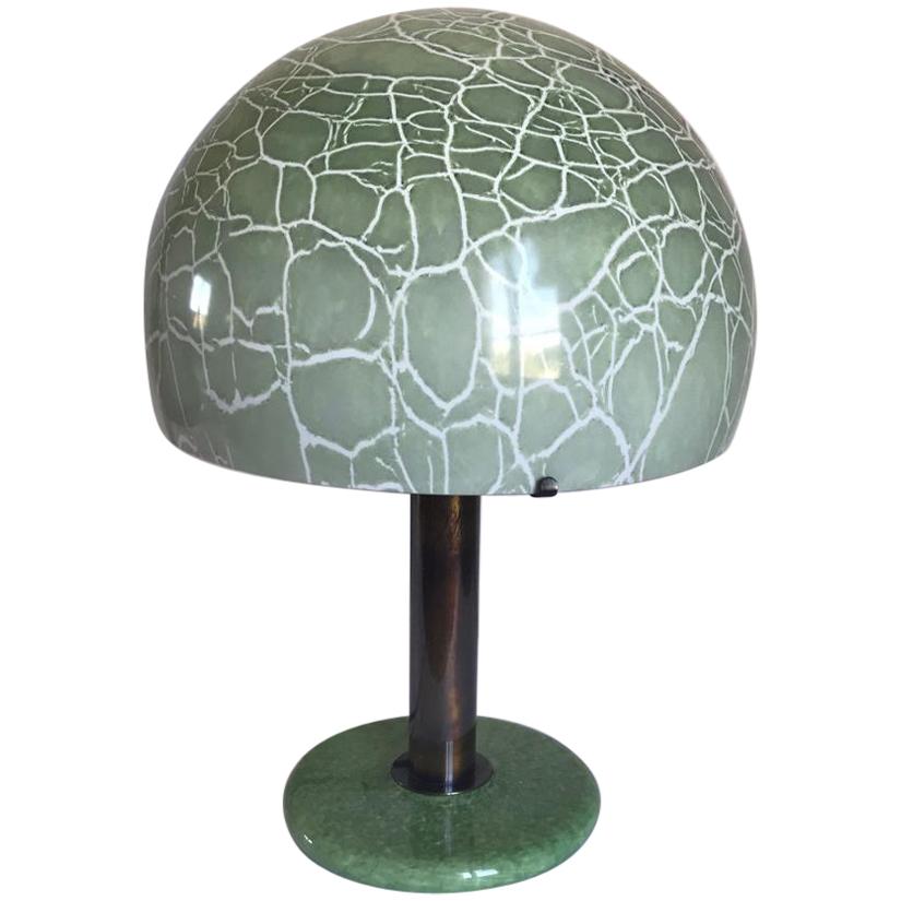 Ludovico Diaz de Santillana Green Murano Glass Italian Table Lamp, Venini 1960