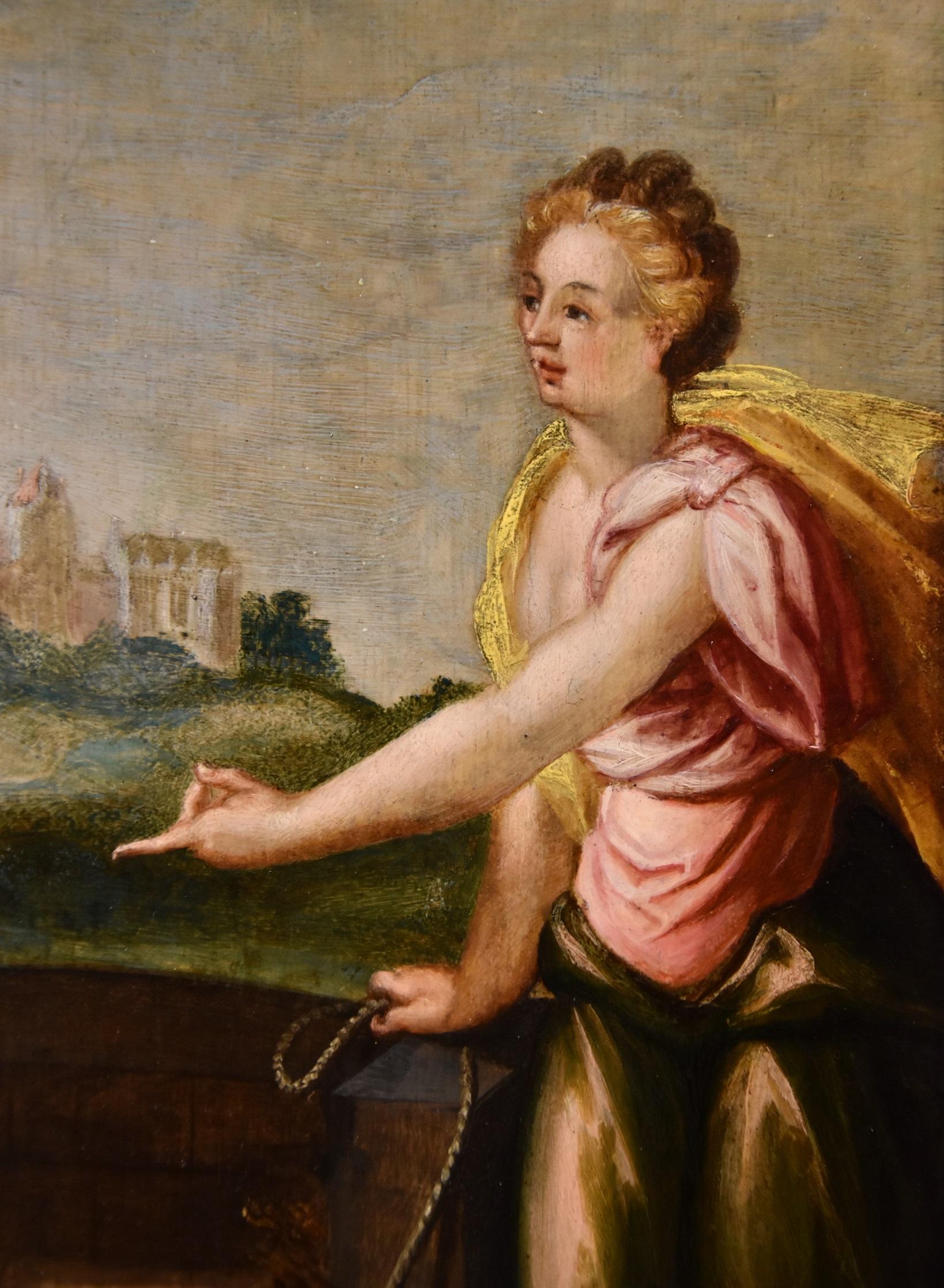 Pozzoserrato, Ölgemälde auf Tisch, Christ Samaritan Frau, Alter Meister, 17. Jahrhundert, Alter Meister im Angebot 1