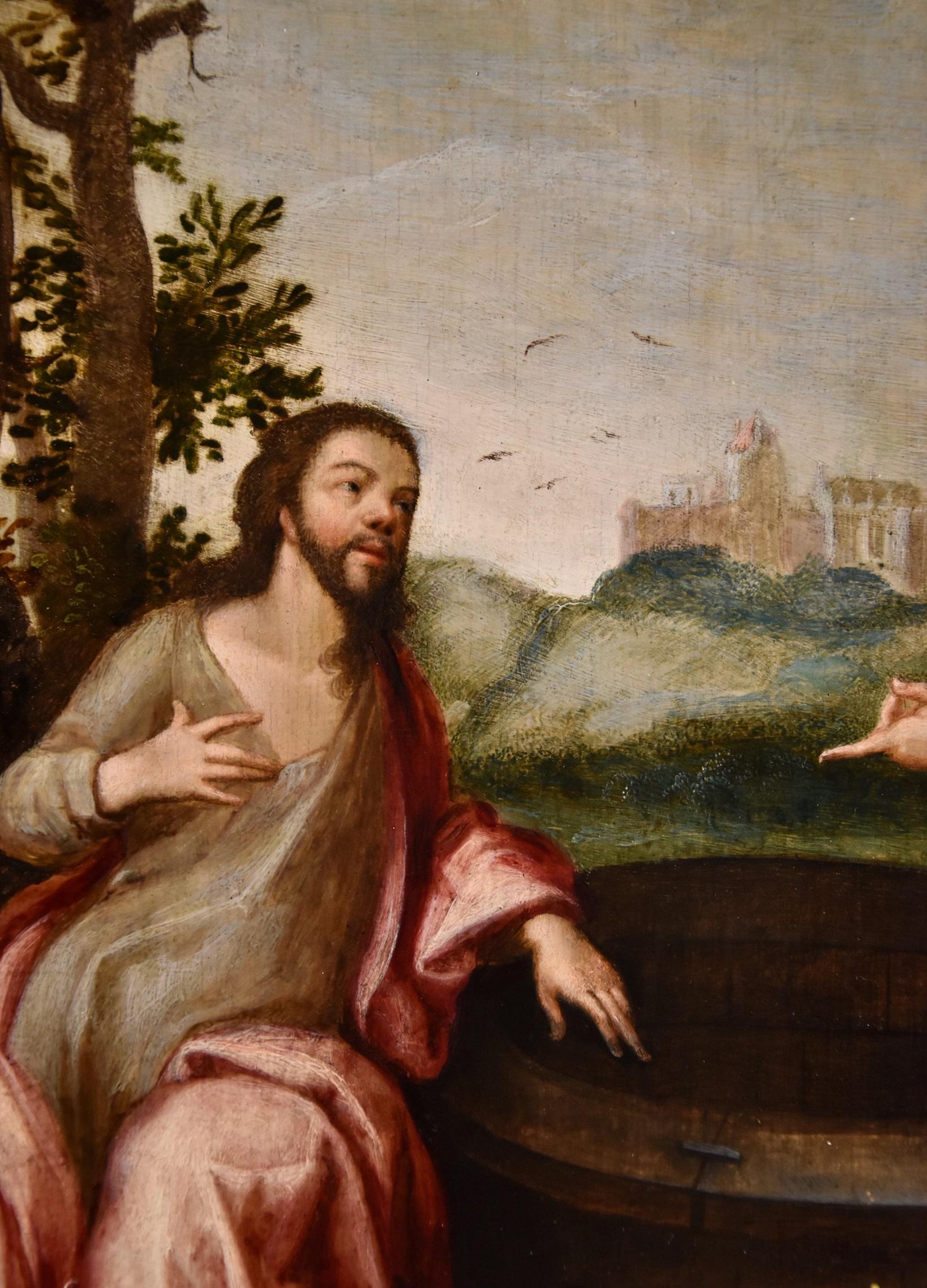 Pozzoserrato, Ölgemälde auf Tisch, Christ Samaritan Frau, Alter Meister, 17. Jahrhundert, Alter Meister im Angebot 2
