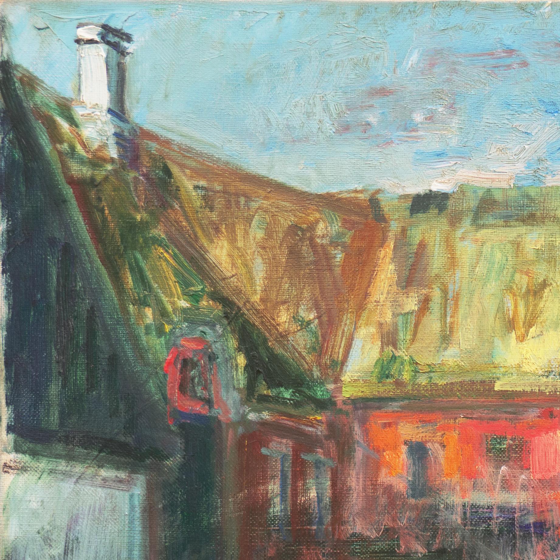 'Rural Farm Scene', Post-Impressionist, Paris Salon, Royal Academy, Benezit - Gray Landscape Painting by Ludvig Jacobsen