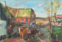 'Escena de granja rural', Postimpresionista, Salón de París, Real Academia, Benezit