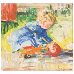 Boy Playing With A Red Ball