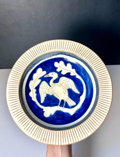 Ludvig Kyhn Blue White Bird Decorative Vide-Poche, 1950s