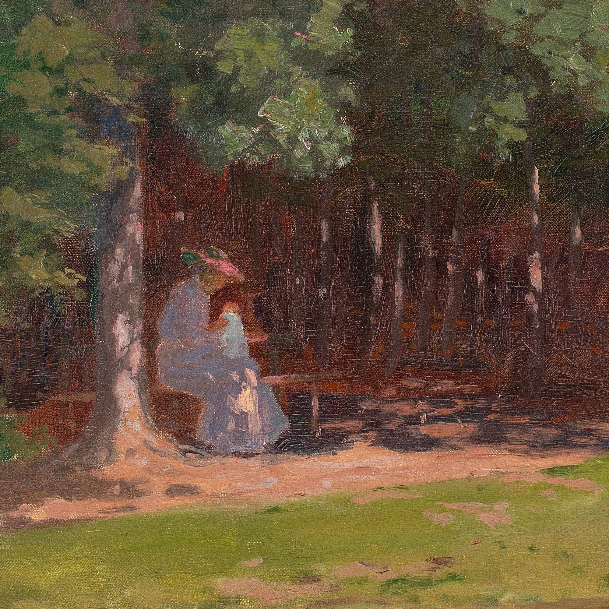 Ludvig Luplau Janssen, Children Dancing In A Forest Glade, Antique Oil Painting 1