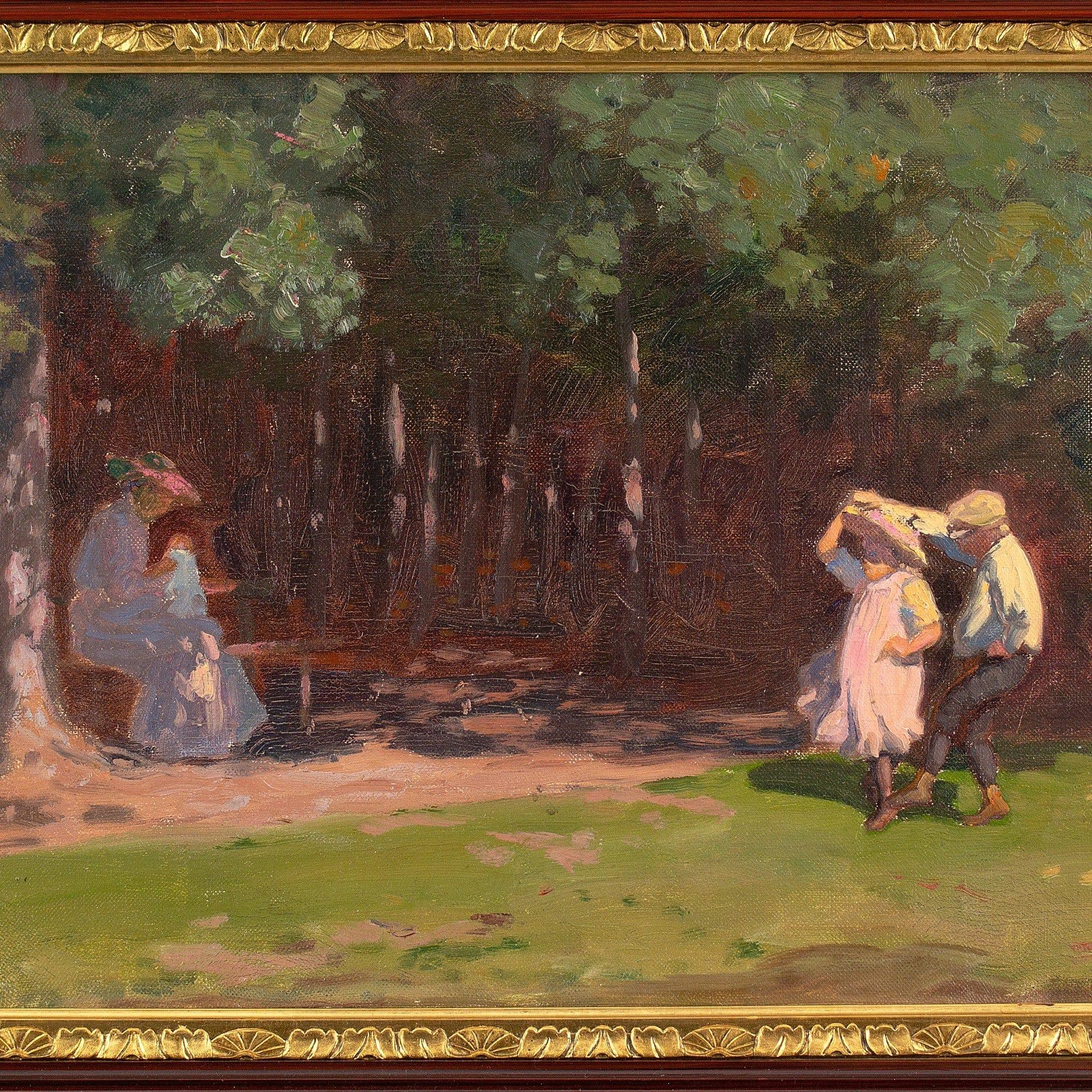 Ludvig Luplau Janssen, Children Dancing In A Forest Glade, Antique Oil Painting  For Sale 4