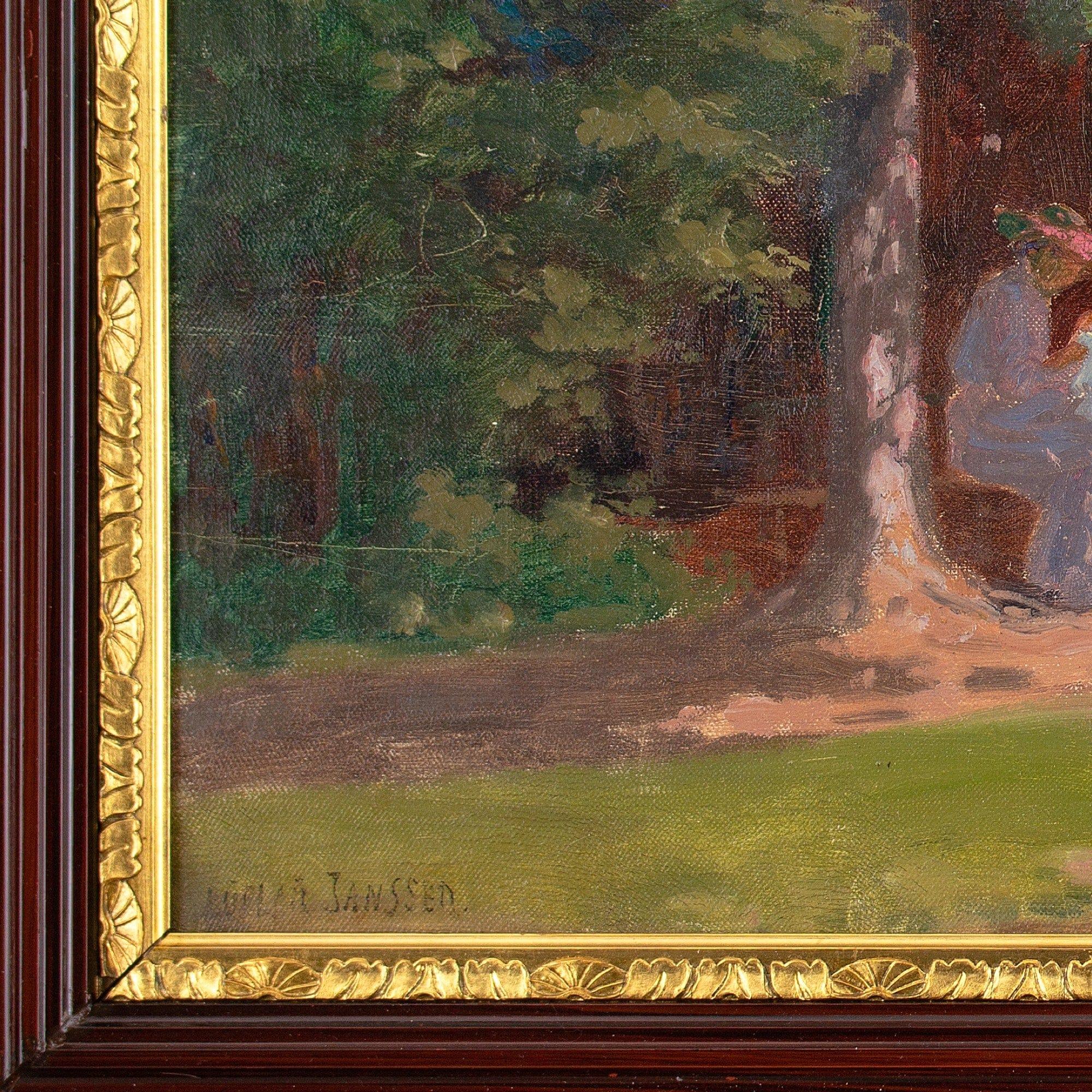 Ludvig Luplau Janssen, Children Dancing In A Forest Glade, Antique Oil Painting  For Sale 5