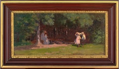 Ludvig Luplau Janssen, Children Dancing In A Forest Glade, Antique Oil Painting 