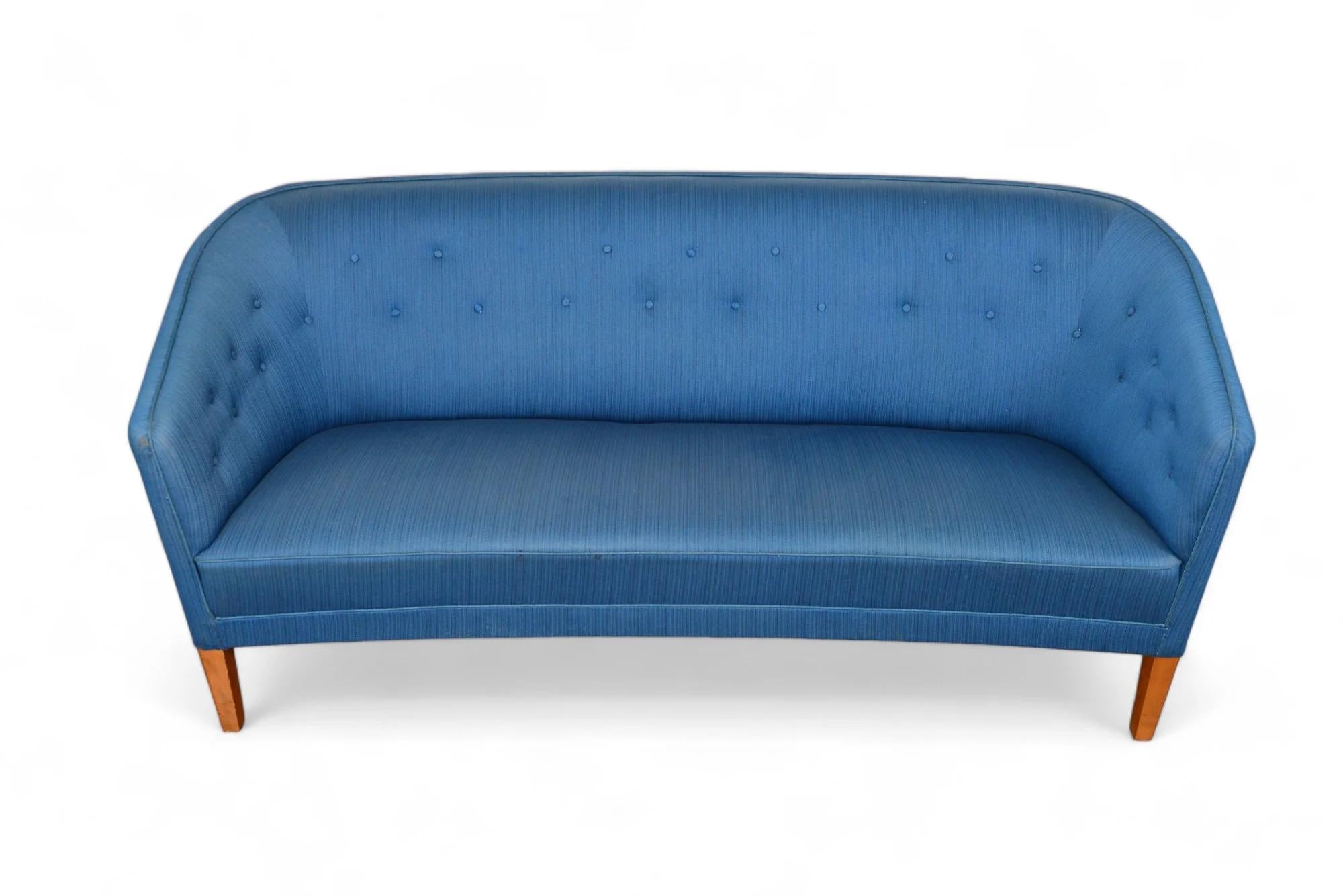 Ludvig Pontoppidan 1940er Jahre Sofa aus Azurblauer Wolle (Moderne der Mitte des Jahrhunderts) im Angebot