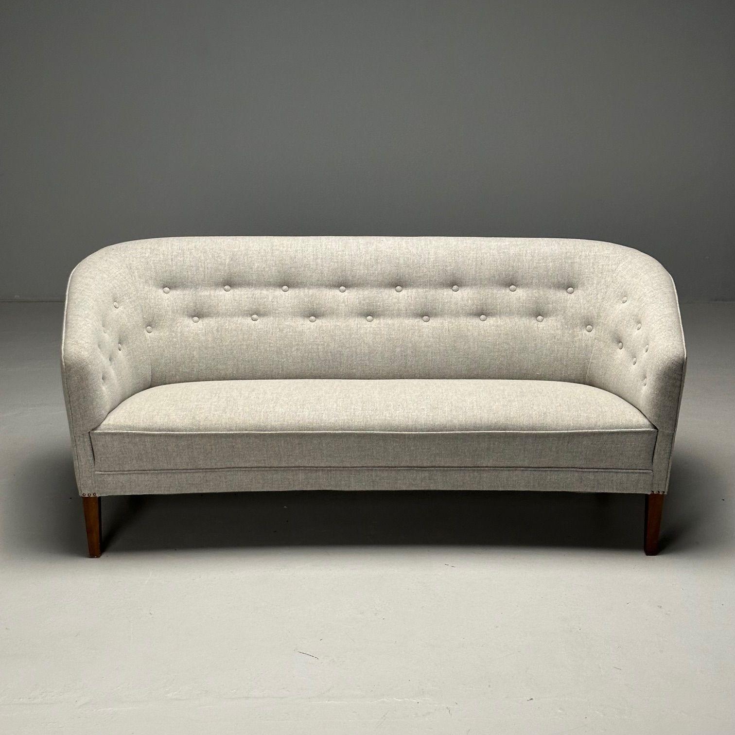 Mid-20th Century Ludvig Pontoppidan, Danish Mid-Century Modern, Sofa, Light Gray Wool, 1950s For Sale