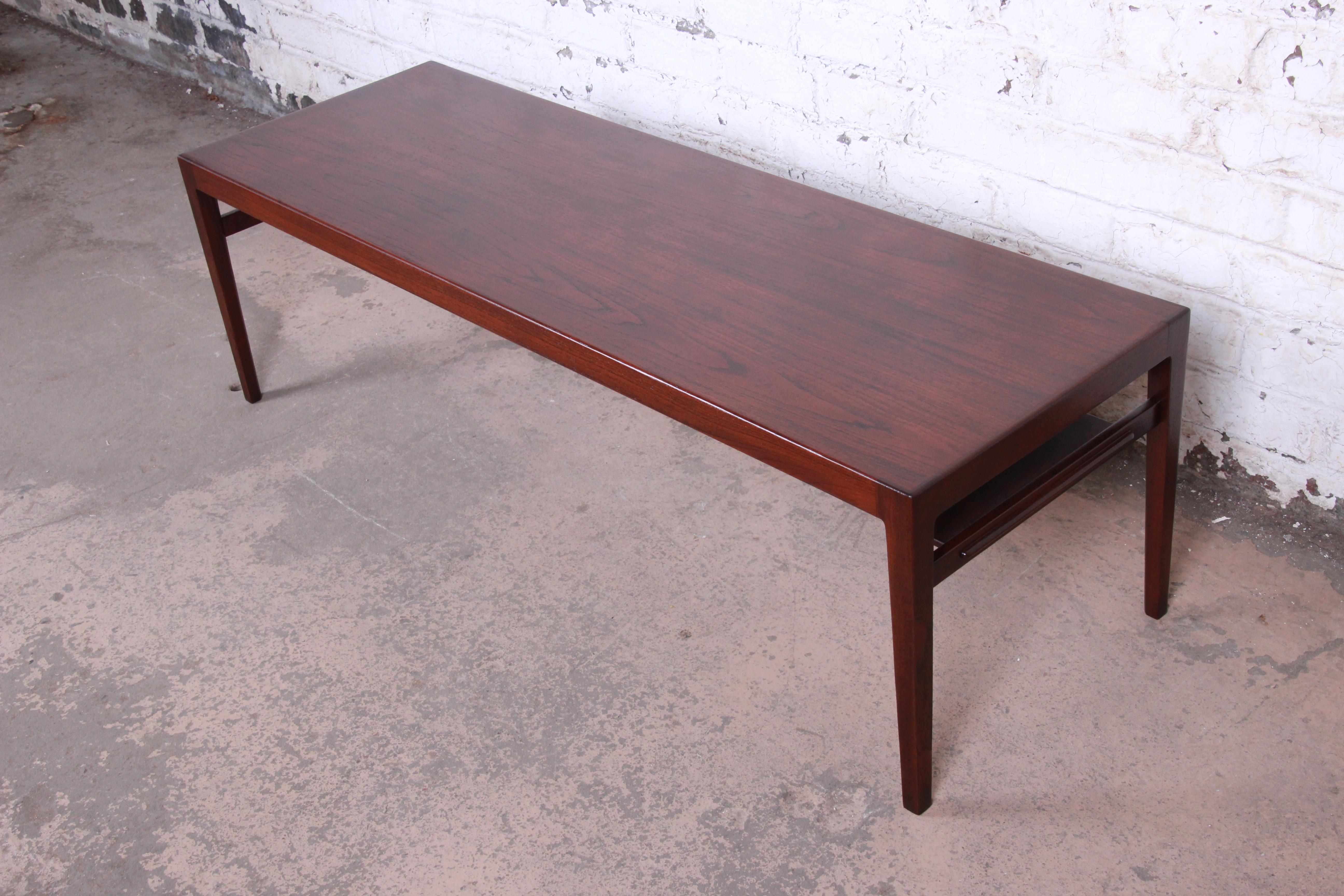Ludvig Pontoppidan Danish Modern Two-Tier Teak Coffee Table, Newly Restored For Sale 1