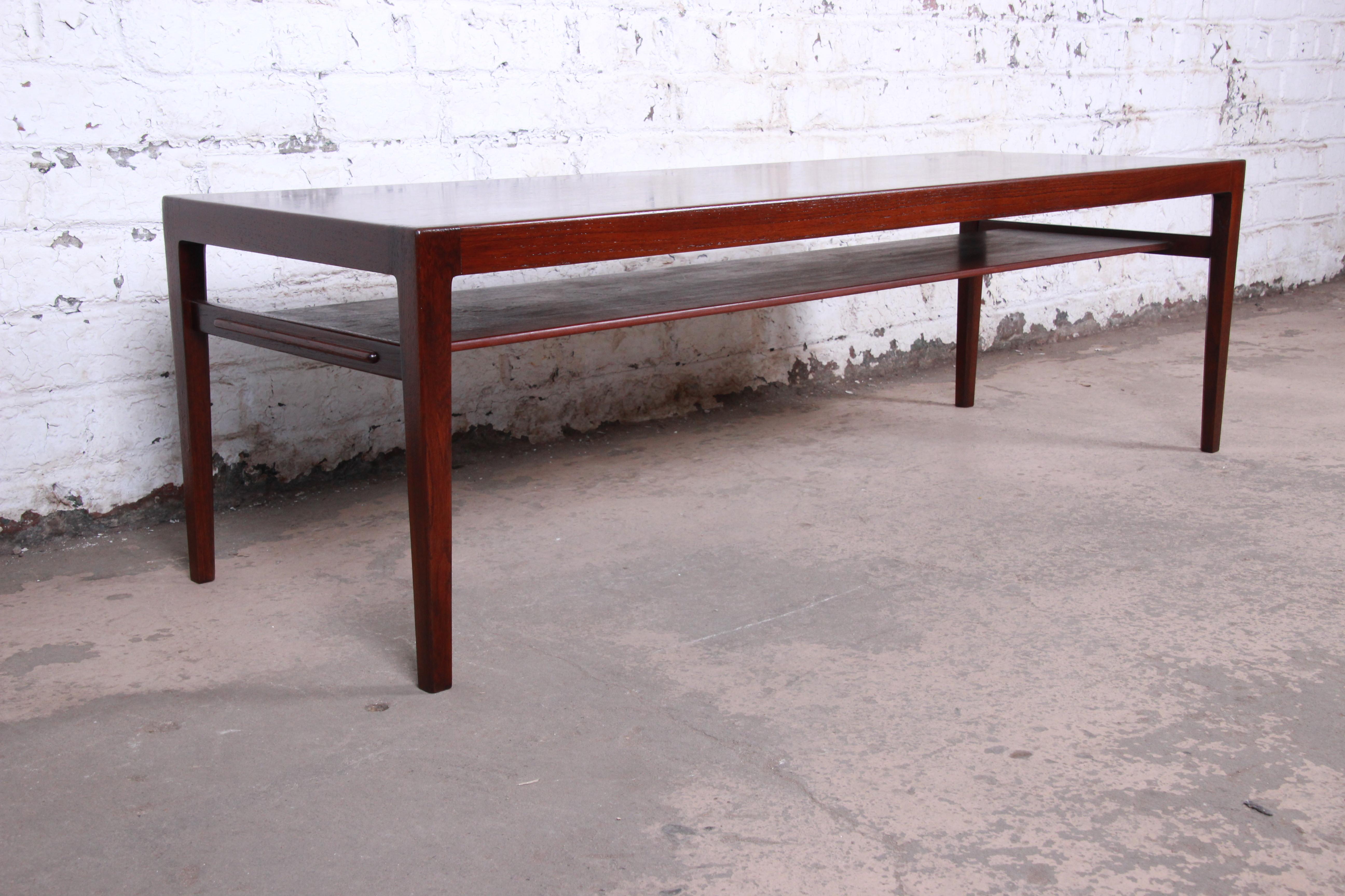 Ludvig Pontoppidan Danish Modern Two-Tier Teak Coffee Table, Newly Restored For Sale 2