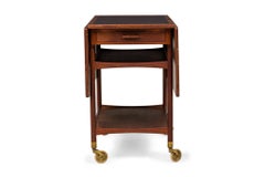 Ludvig Pontoppidan Danish Teak and Black Laminate Drop Leaf Serving Trolley