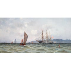 Steam Frigate At Copenhagen, 19th-Century Marine Painting