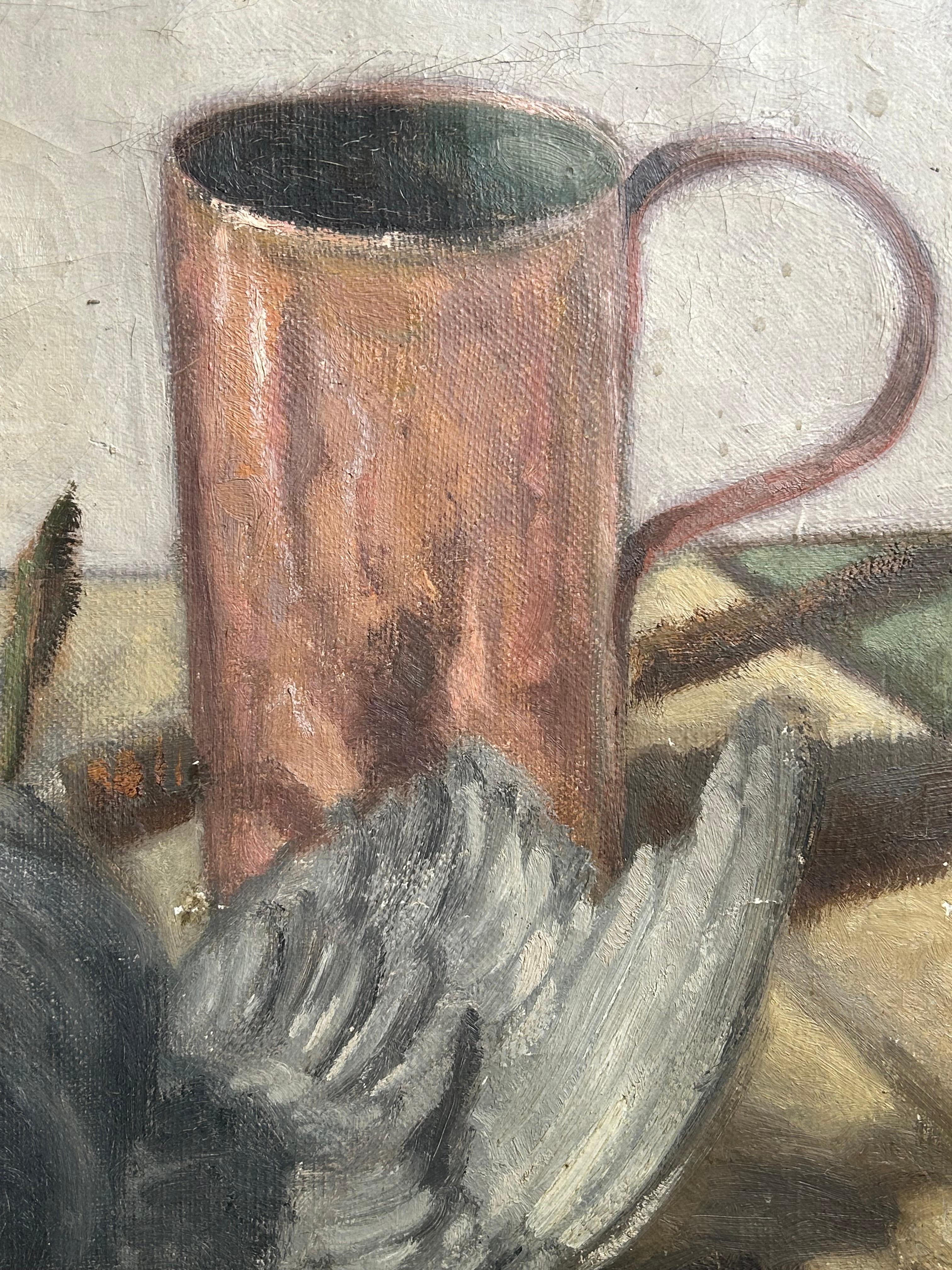 Ludvig Steensen (1882-1958) - Stillleben mit Wildvögeln und Becher, Dänemark 1928 (Moderne) im Angebot