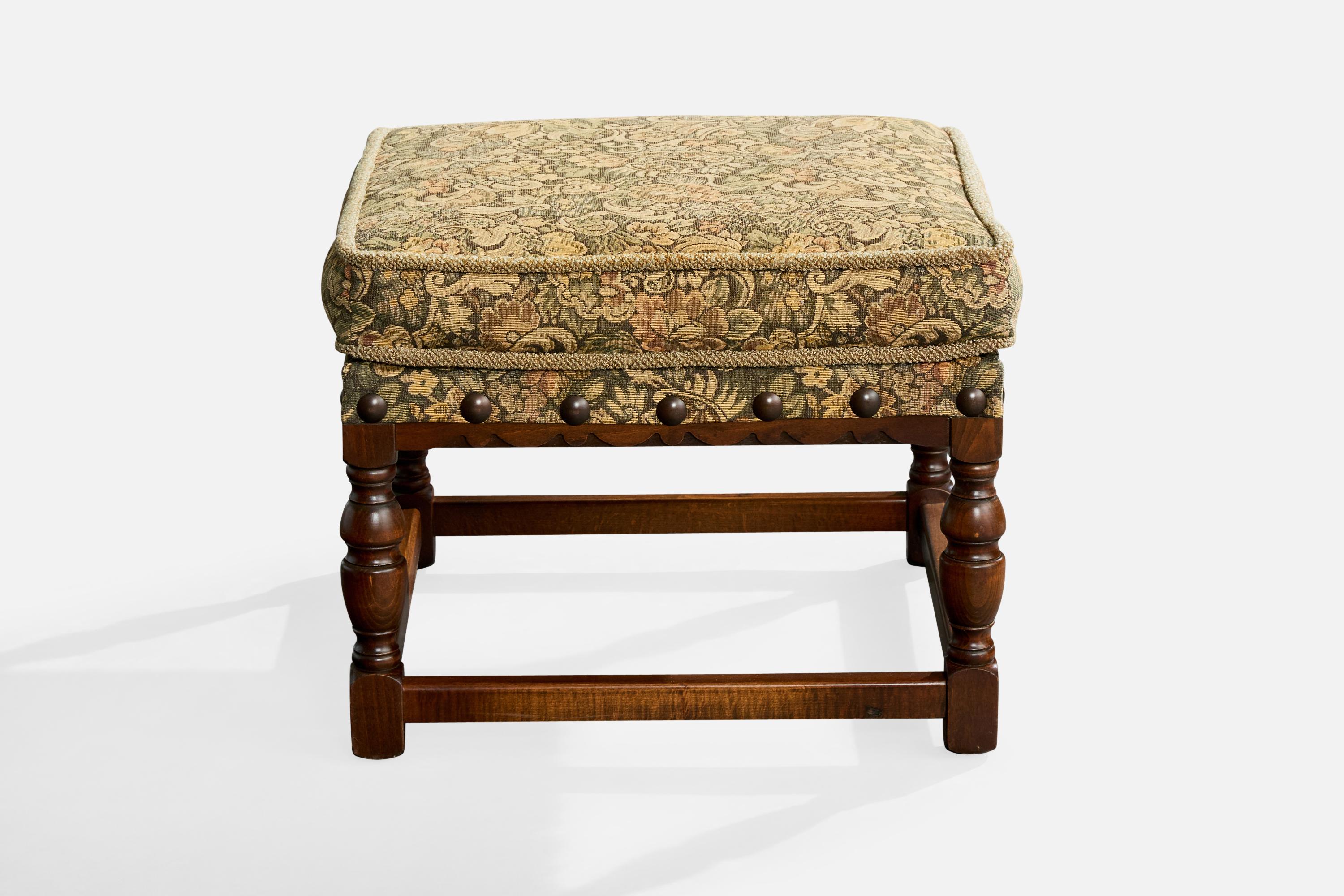 Ludvig Sturm Atribución, Taburete, Tela, Roble, Suecia, Década de 1940 Escandinavo moderno en venta