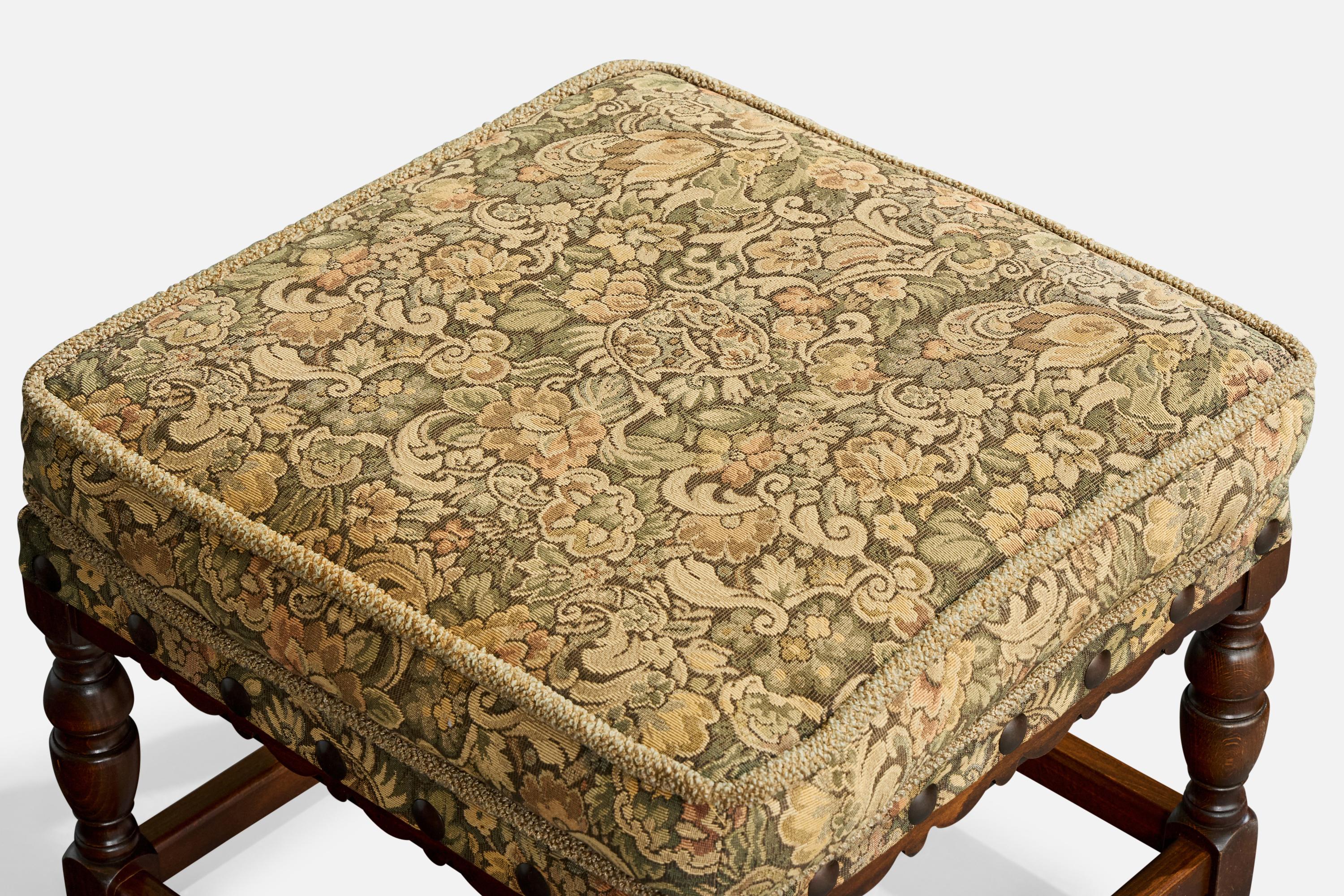 Ludvig Sturm Atribución, Taburete, Tela, Roble, Suecia, Década de 1940 en Bastante bueno estado para la venta en High Point, NC