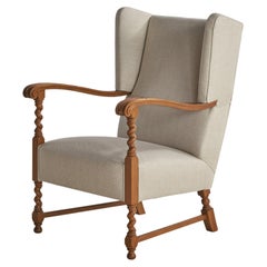 Ludvig Sturm, Lounge Chair, Oak, Fabric, Sweden, 1948