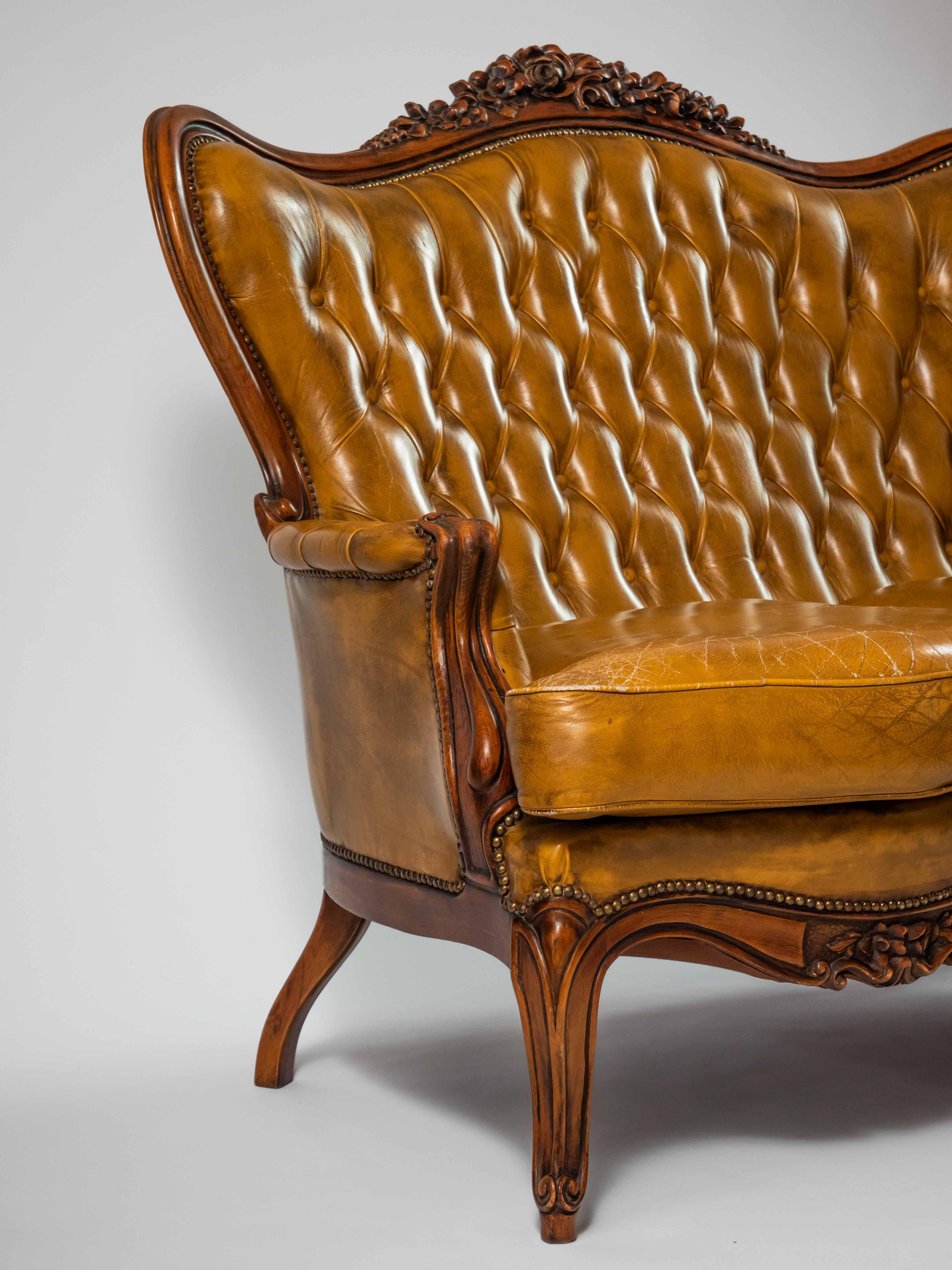 French Ludvík luxury leather sofa For Sale