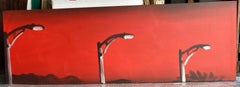 Senza titolo (Lampade) - opera d'arte contemporanea rosso minimale paesaggio lampioni
