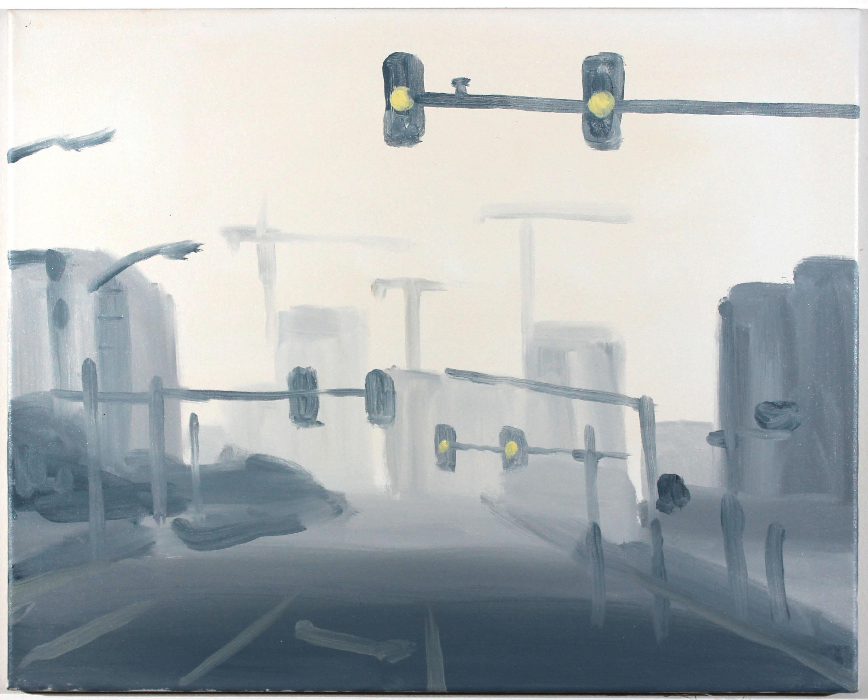 Figurative Painting di Ludwig Arnold - Without Title (Tokyo) - opera d'arte contemporanea paesaggio urbano luci minimalista