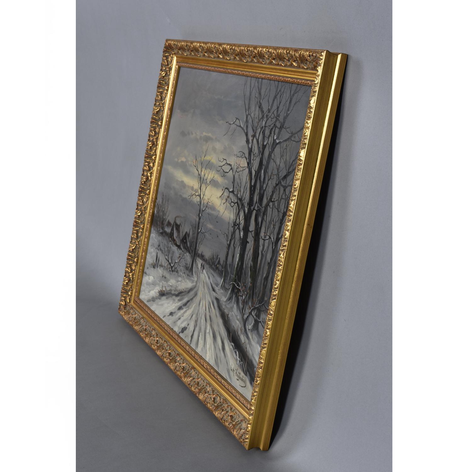 Ludwig August Heydendahl German Artist Winter Landscape Oil Painting For Sale 3